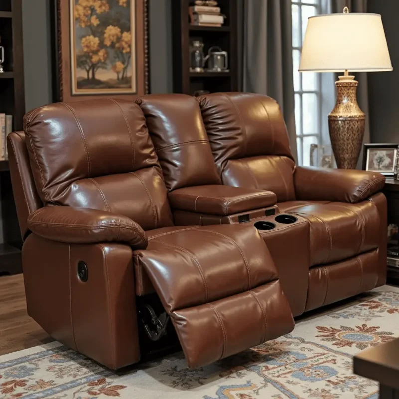 brown leather couch recliner